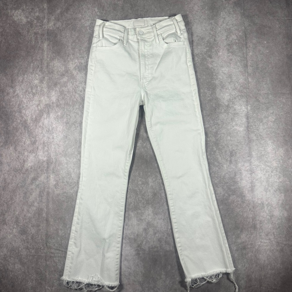 MOTHER White High Waisted Flare Frayed Hem Jeans Women's Size 26 Raw Hem Y2K